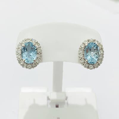 aquamarine earrings 0.76ct/0.71ct K18WG