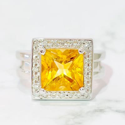 citrine ring K18WG