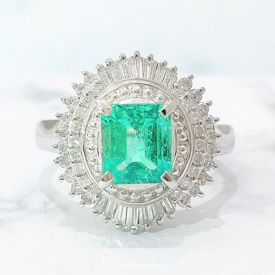 Emerald Ring 1.24ct Pt900