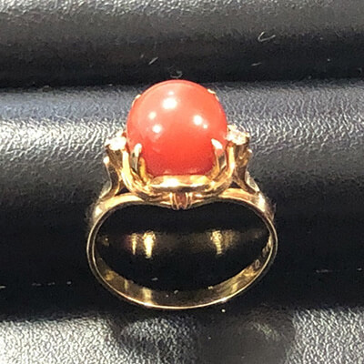 red coral ring K18YG