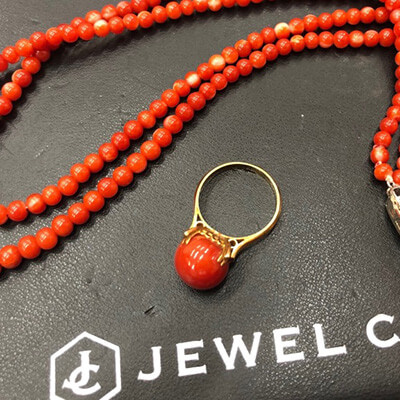 red coral ring K18YG