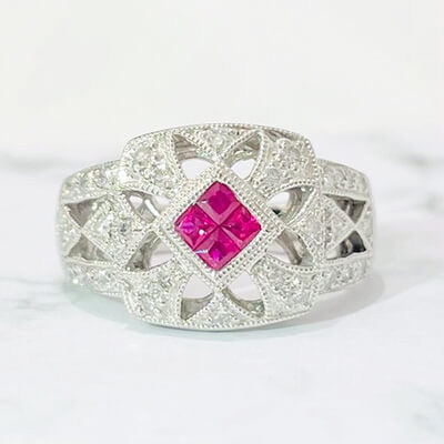 Ruby ring 0.25ct Pt900