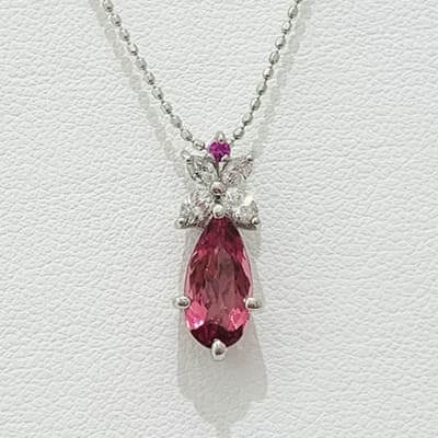 Pink tourmaline necklace 1.25ct K18WG
