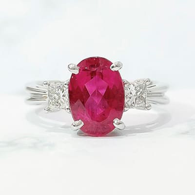 Rubellite tourmaline ring 1.88ct Pt900